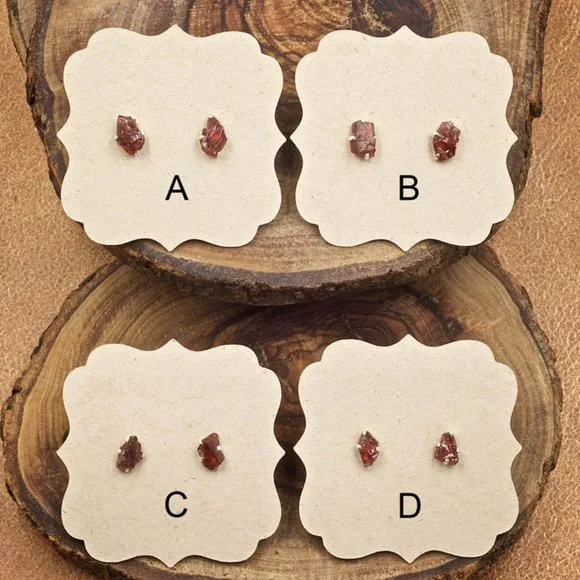 Garnet and Sterling Silver Crystal Stud Earrings - Choose the pair you want - Picture 2 of 2